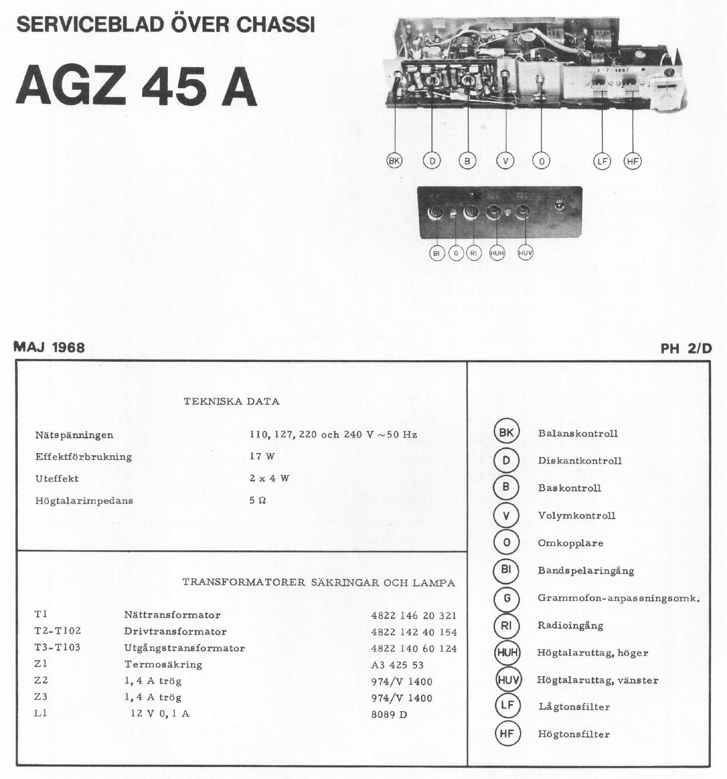 philips agz 45 a service manual swedish