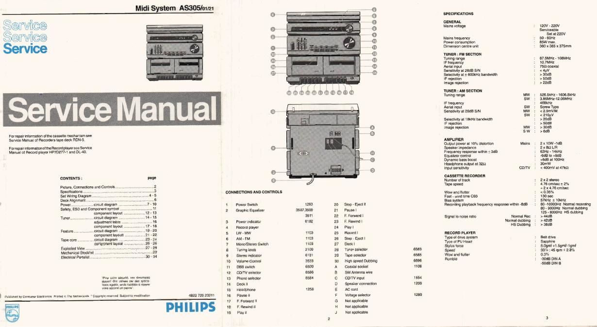 philips as 305 service manual