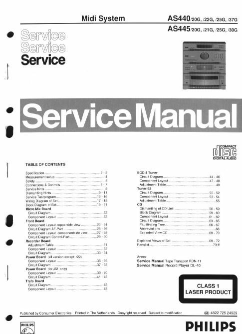 philips as 440 as 445 service manual
