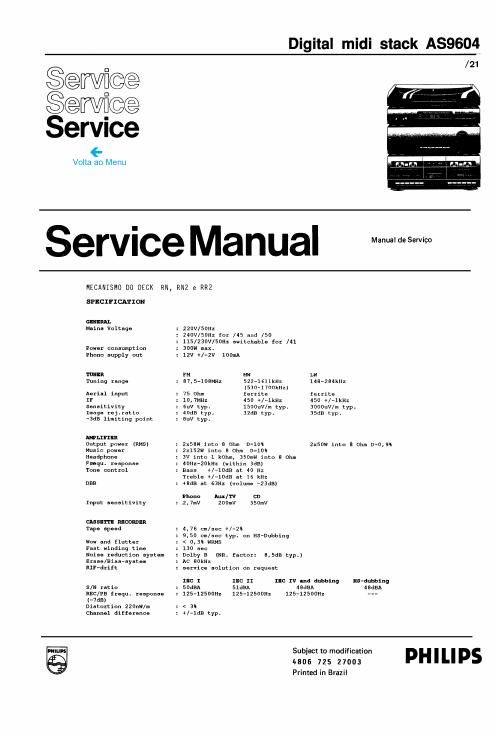 philips as 9604 service manual