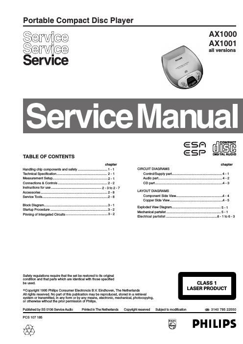 philips ax 1000 ax 1001 service manual