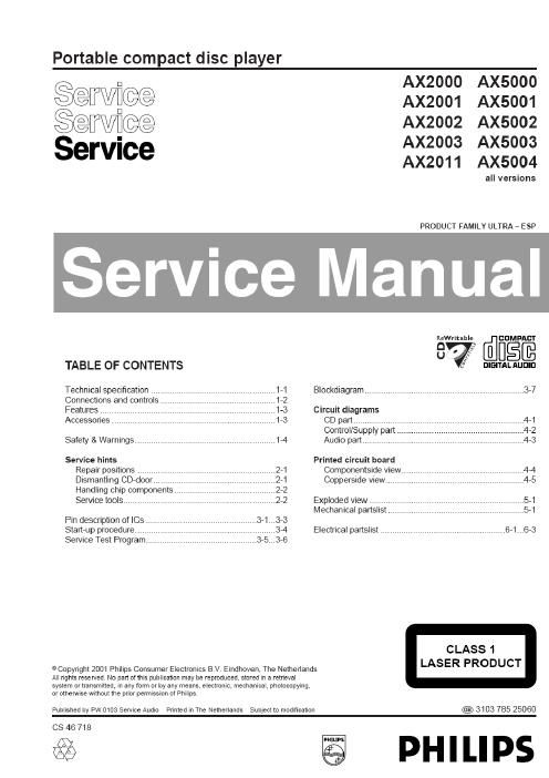 philips ax 2000 service manual