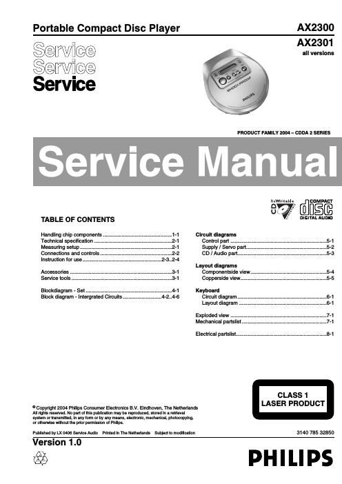 philips ax 2301 service manual