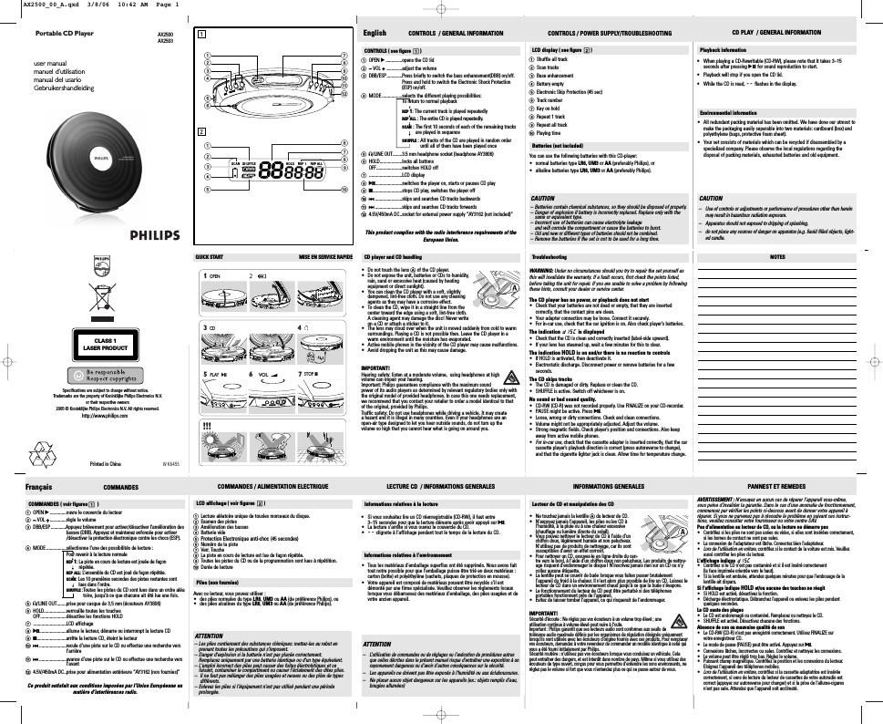 philips ax 2500 owners manual