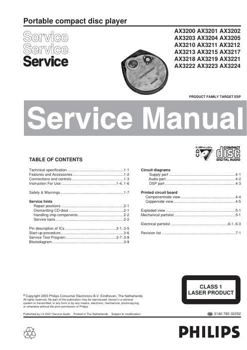 philips ax 3217 service manual