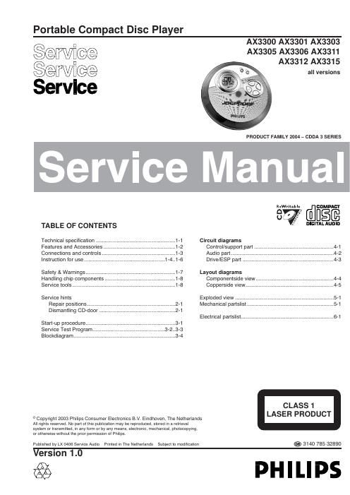 philips ax 3300 15 service manual