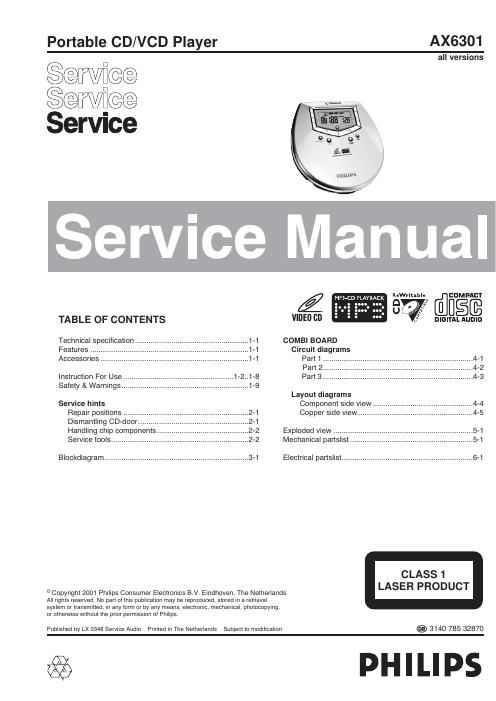 philips ax 6301 service manual