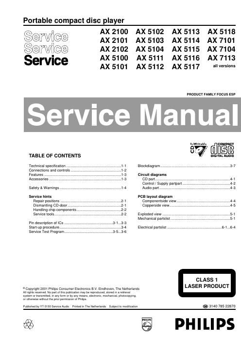 philips ax 7101 service manual
