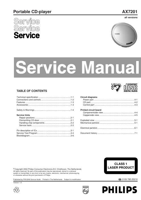 philips ax 7201 service manual