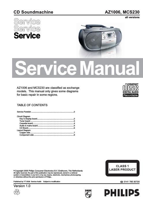 philips az 1006 service manual