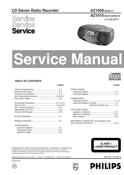 philips az 1009 service manual