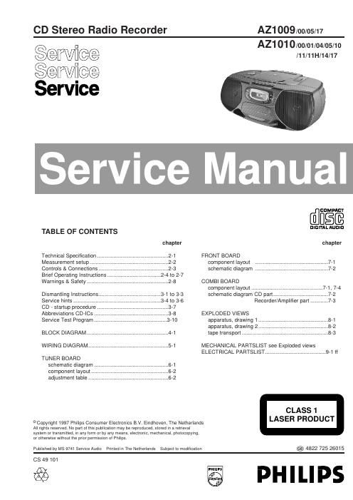 philips az 1009 service manual