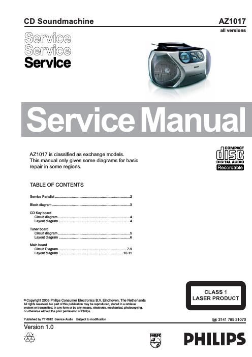 philips az 1017 service manual
