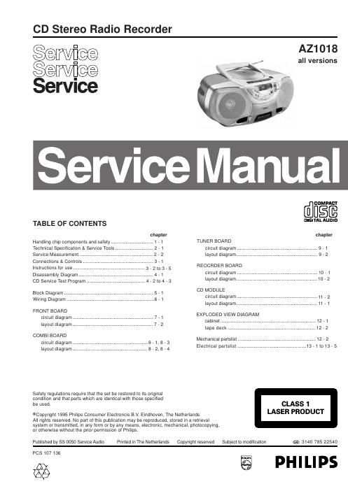 philips az 1018 service manual