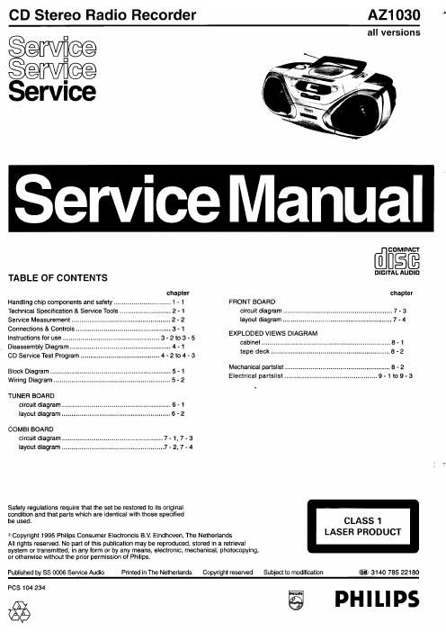 philips az 1030 service manual