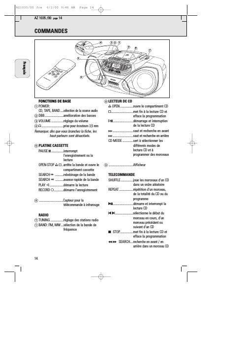 philips az 1035 owners manual