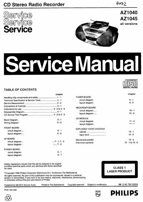 philips az 1040 service manual