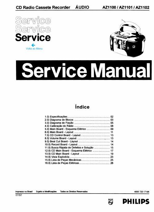 philips az 1100 az 1101 az 1102 service manual portugese