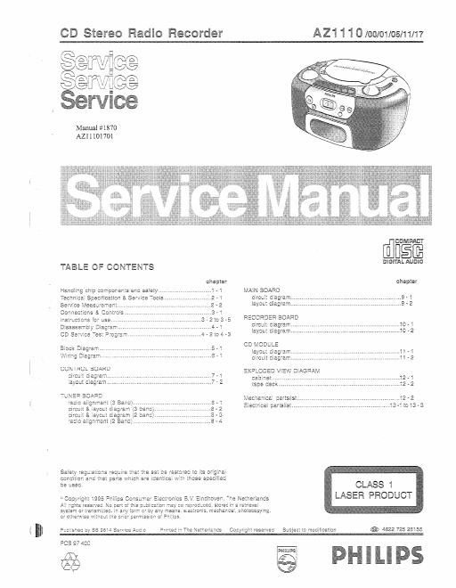 philips az 1110 service manual