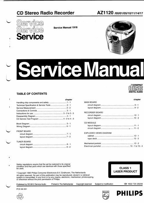 philips az 1120 service manual