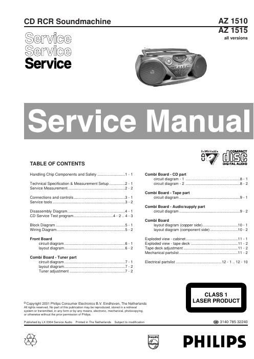 philips az 1510 az 1515 service manual