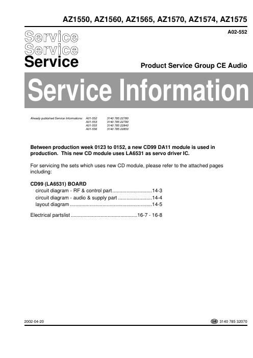 philips az 1550 az 1560 az 1565 az 1570 az 1574 az 1575 service manual