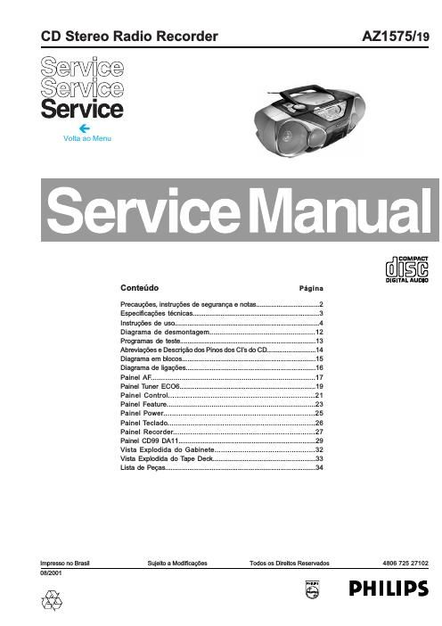 philips az 1575 service manual