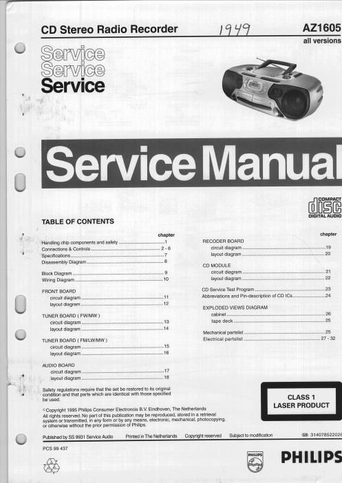 philips az 1605 service manual