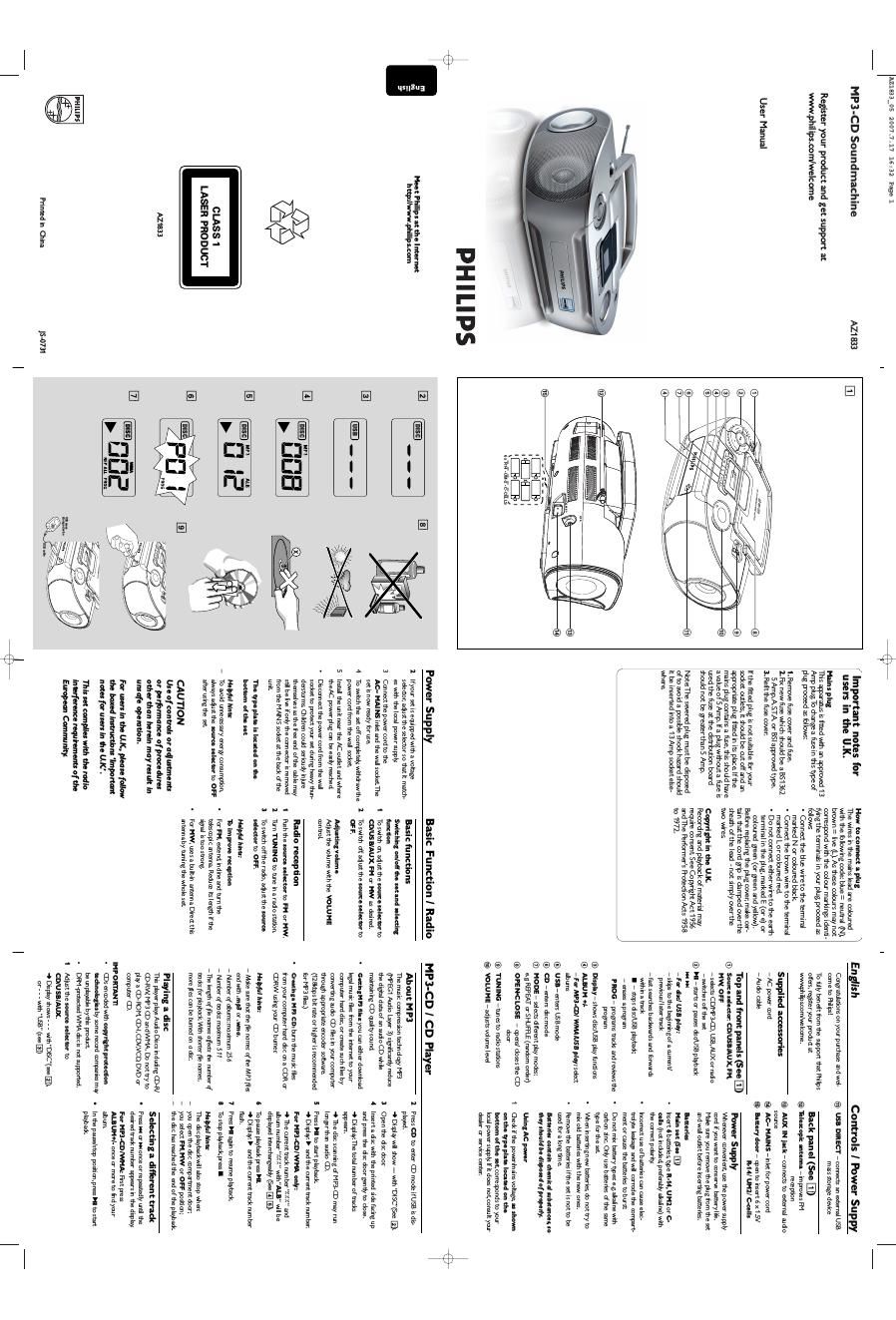 philips az 1833 owners manual