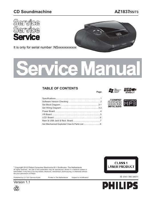 philips az 1837 service manual