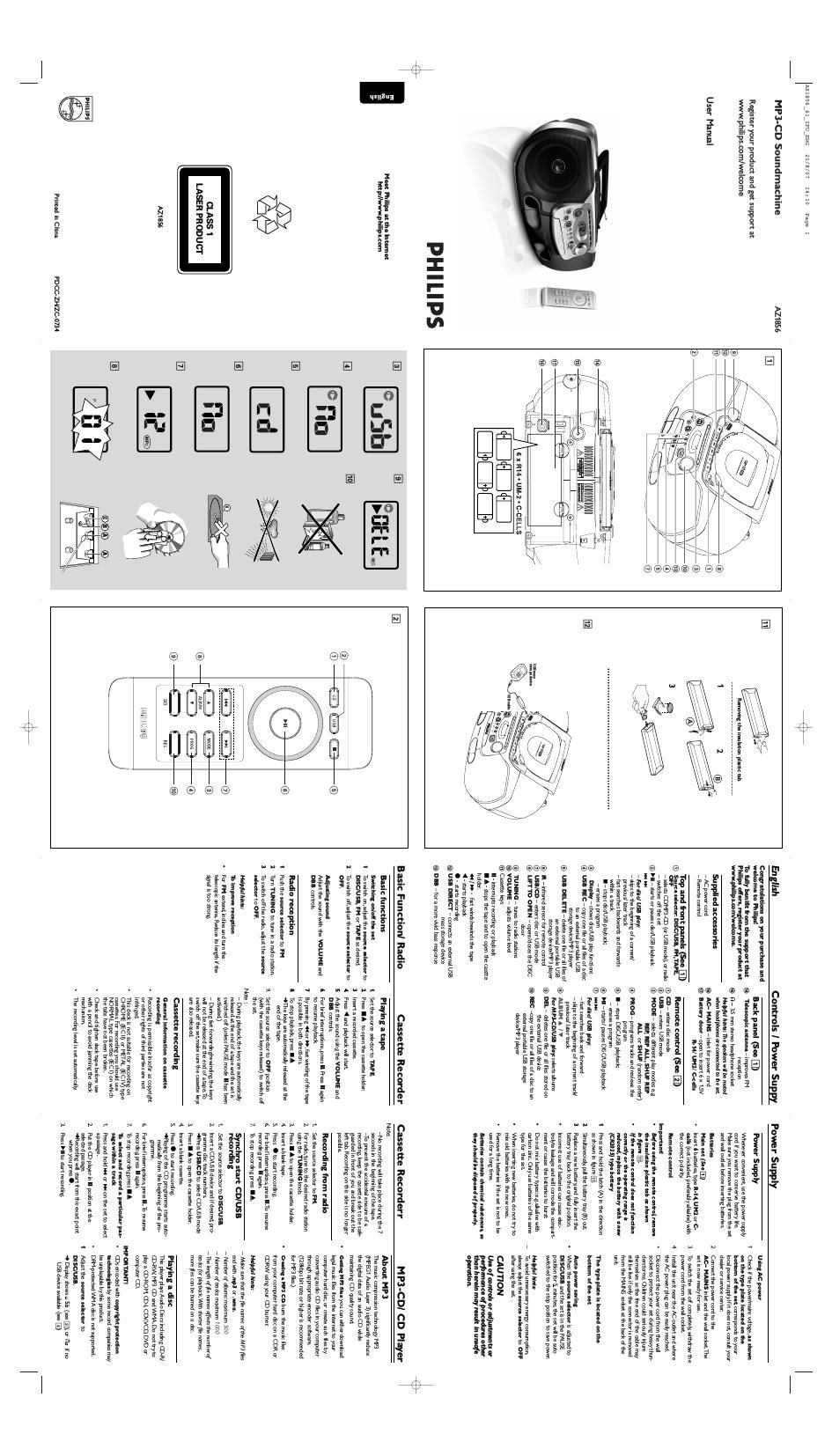 philips az 1856 owners manual