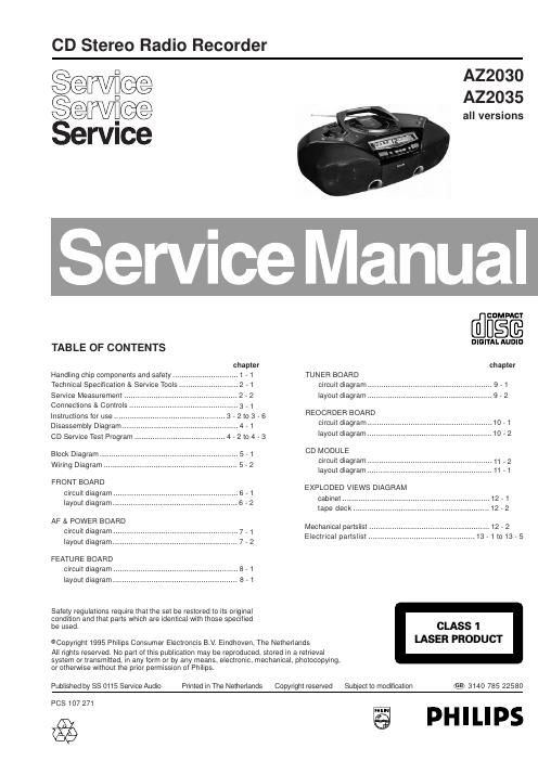 philips az 2030 az 2035 service manual