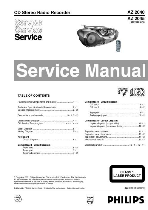 philips az 2040 az 2045 service manual