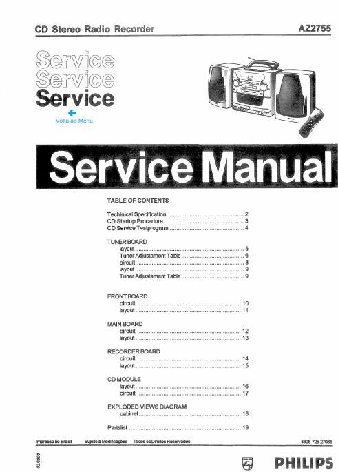 philips az 2755 service manual