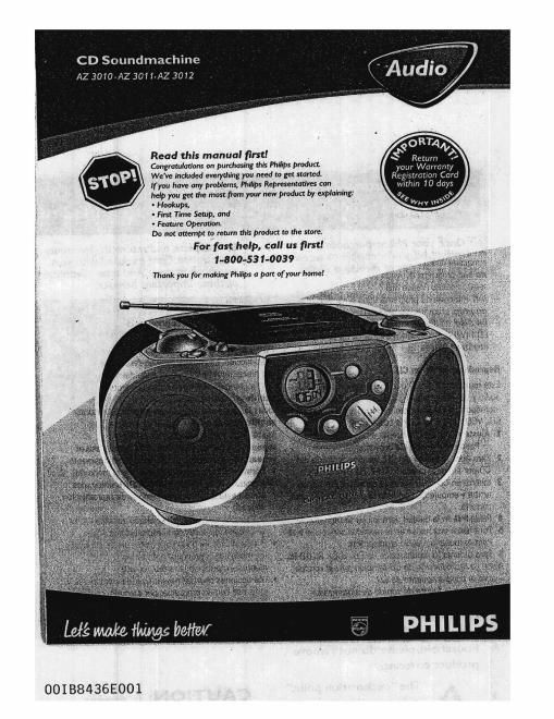 philips az 3010 owners manual