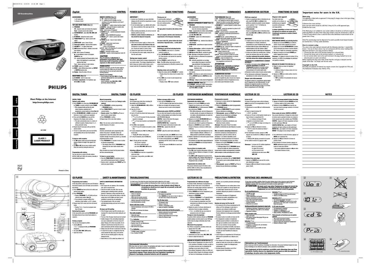 philips az 3300 owners manual