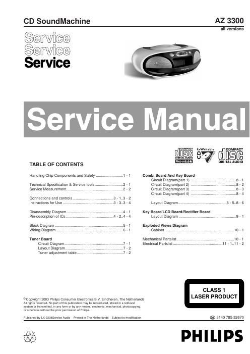 philips az 3300 service manual