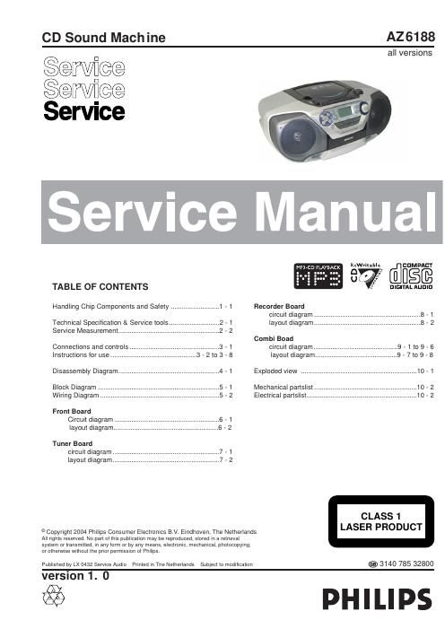 philips az 6188 service manual