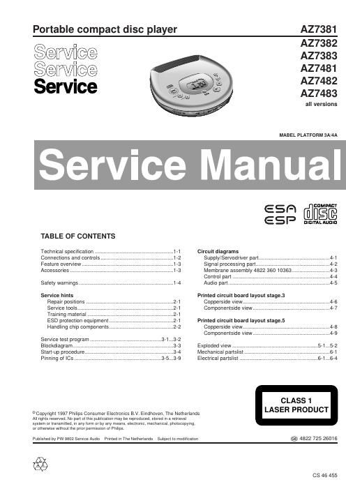 philips az 7381 service manual