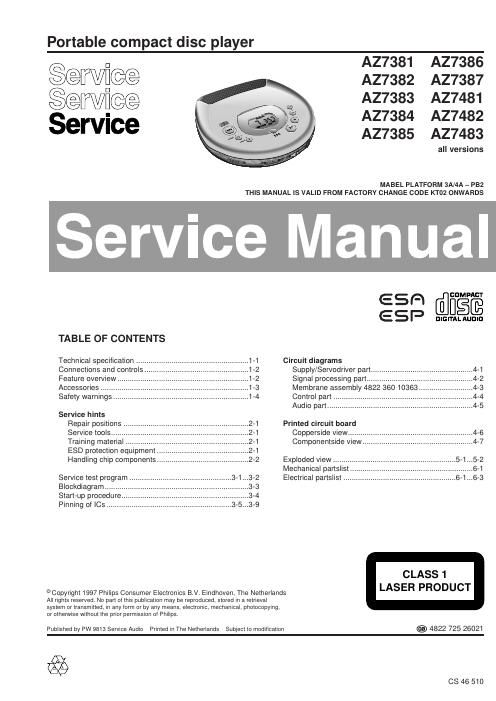 philips az 7384 service manual
