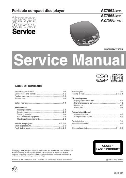 philips az 7562 service manual