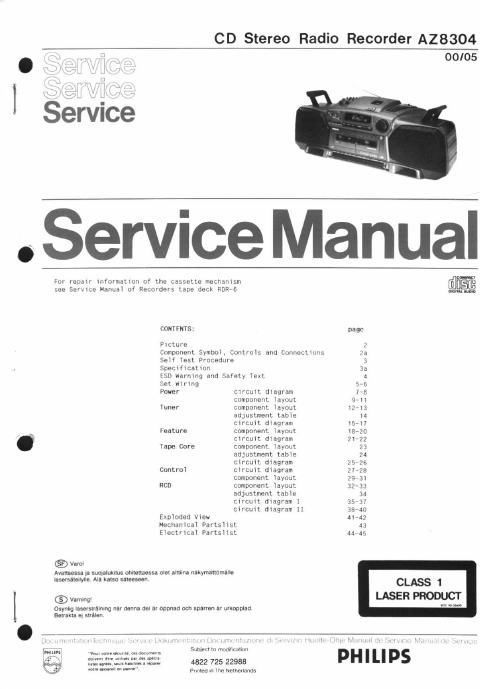 philips az 8304 service manual