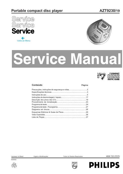 philips az t 9230 service manual