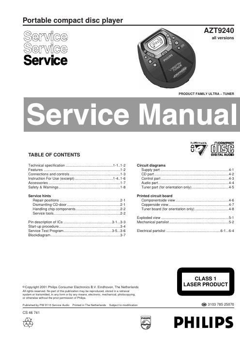 philips az t 9240 service manual