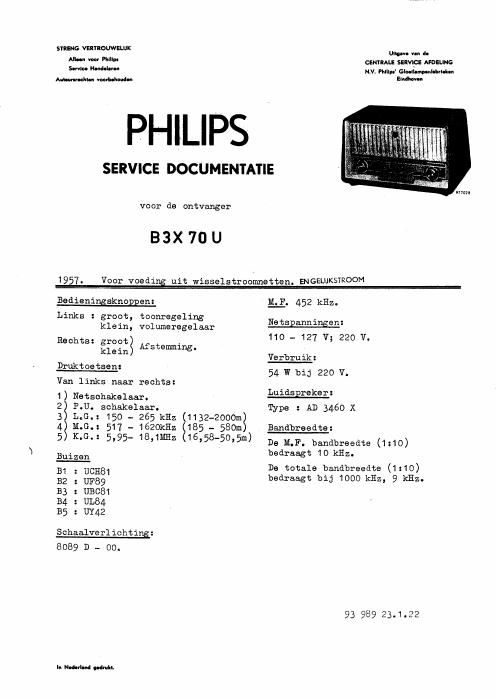 philips b 3 x 70 u service manual