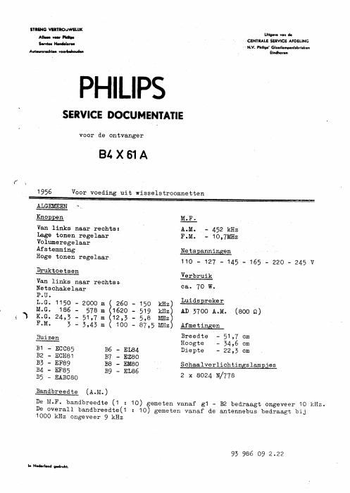 philips b 4 x 61 a service manual