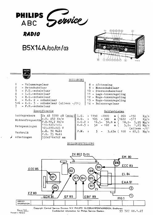 philips b 5 x 14 a service manual