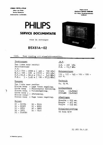 philips b 5 x 61 a service manual
