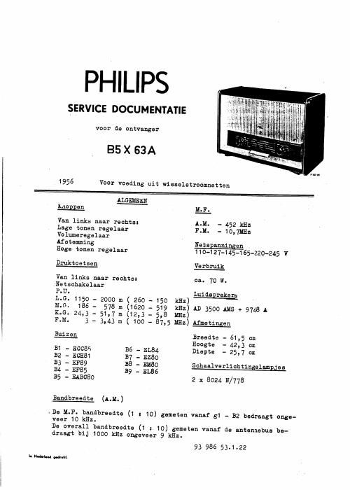 philips b 5 x 63 a service manual 2