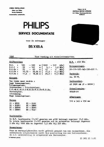 philips b 5 x 65 a service manual